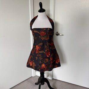 PrettyLittleThing Black and Red Floral Cocktail Mini Dress size 4